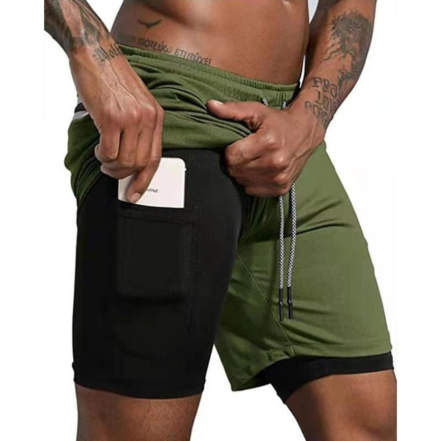 2 In 1 Running Shorts with Pocket