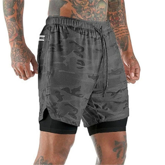 2 In 1 Running Shorts with Pocket