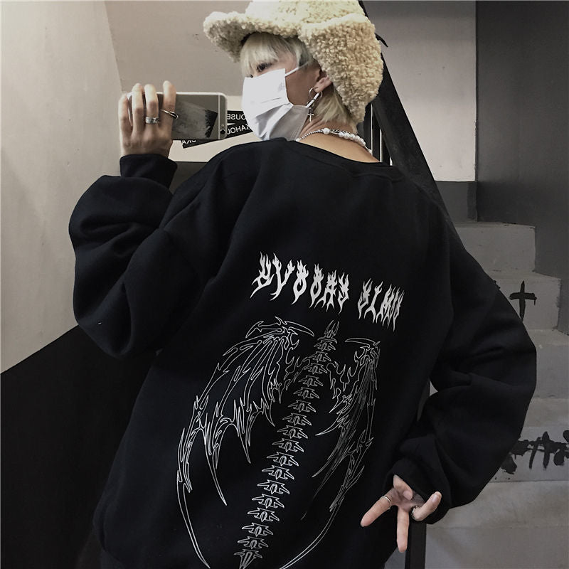 Punk Gothic Letter Print Hoodie