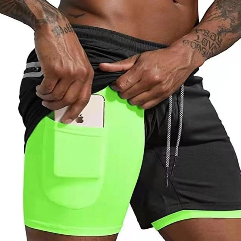 2 In 1 Running Shorts with Pocket