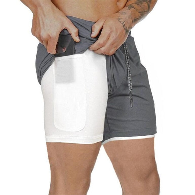 2 In 1 Running Shorts with Pocket